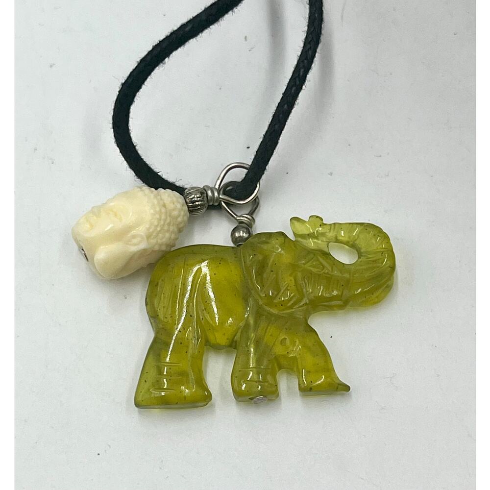 Nephrite Jade Trunk Up Elephant With Double-Heade… - image 8